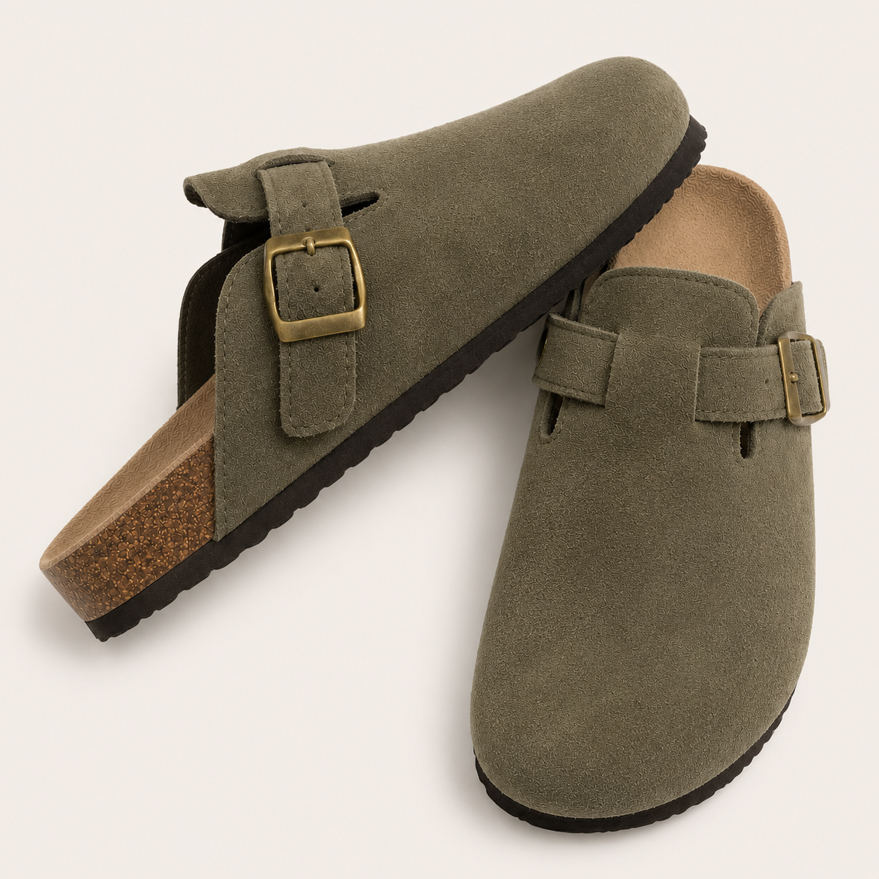 Wildleder Clog Oliv